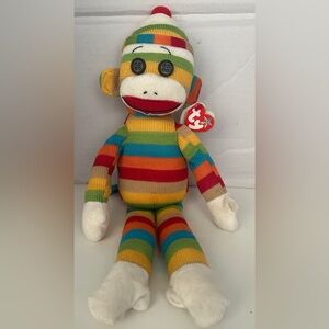 Ty BEANIE BUDDY 2012 Socks the Sock Monkey Plush 16" Stuffed Animal Toy